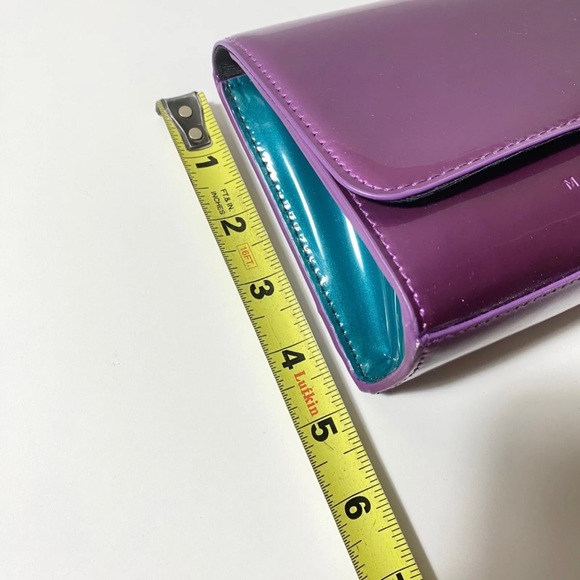 Marc Jacobs Cosmetic Case Purple Teal Lined Button Closure Make-Up Bag Clutch - Picture 10 of 11